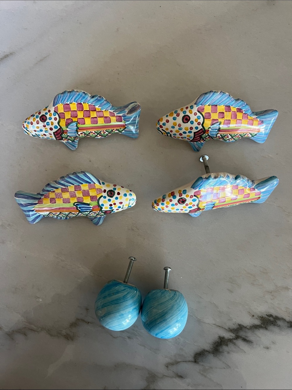 Mackenzie—Childs Fish Knobs and round set of 6